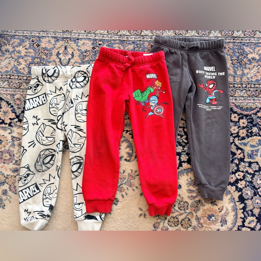 H&M Marvel Kids Joggers - Red, Gray, and Cream